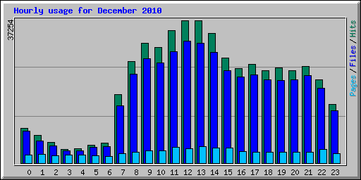 Hourly usage for December 2010