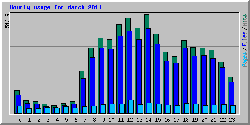 Hourly usage for March 2011