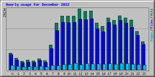 Hourly usage for December 2012